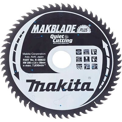 Makita B-08822 Hoja de sierra circular - 60 dientes, 200mm Makita B-08822 Hoja de sierra circular - 60 dientes, 200mm