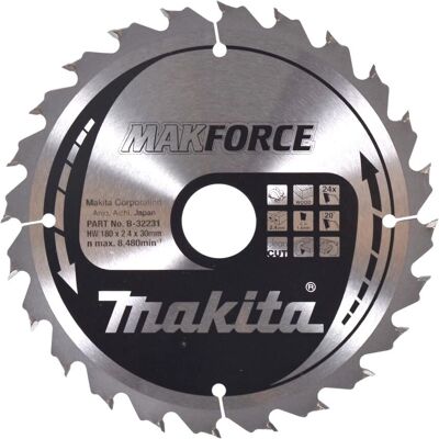 Makita Makforce Sägeblatt - 180mm, 24 Zähne, 30mm Bohrung - Sägeblatt Makita Makforce Sägeblatt - 180mm, 24 Zähne, 30mm Bohrung - Sägeblatt