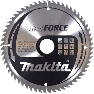 Makita B-32390 Lama da sega - Versatile 190mm, 30mm, 60T Makita B-32390 Lama da sega - Versatile 190mm, 30mm, 60T