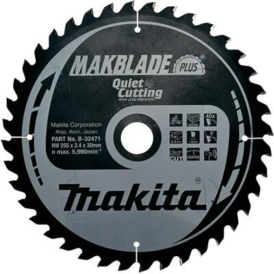 Makita B-32471 - Sägeblatt - 255mm Durchmesser, 40 Zähne, Holz Makita B-32471 - Sägeblatt - 255mm Durchmesser, 40 Zähne, Holz