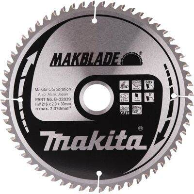 Makita B-32839 Makblade Kreissägeblatt - 216 x 30 x 60Z - Holz Makita B-32839 Makblade Kreissägeblatt - 216 x 30 x 60Z - Holz
