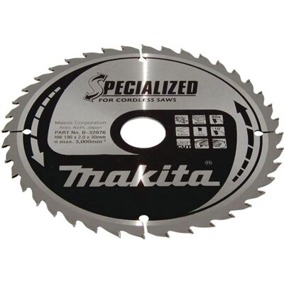 Makita B-32976 - Kreissägeblatt - 190mm, 30mm bohrung, 40 Zähne Makita B-32976 - Kreissägeblatt - 190mm, 30mm bohrung, 40 Zähne