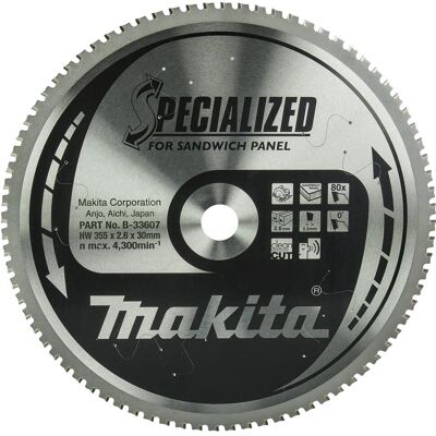 Makita B-33607 Hoja de Sierra Circular - Especializada 355mm para Paneles Sandwich Makita B-33607 Hoja de Sierra Circular - Especializada 355mm para Paneles Sandwich