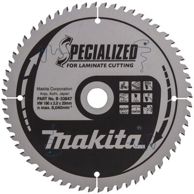Makita B-33847 - Spezialkreissägeblatt 190x20x60Z - Elektrowerkzeug Makita B-33847 - Spezialkreissägeblatt 190x20x60Z - Elektrowerkzeug