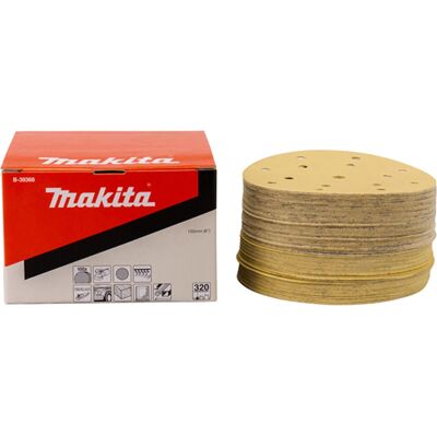 Accesorio lijadora Makita B-39366 - 150 mm, grano 320, 100 unidades Accesorio lijadora Makita B-39366 - 150 mm, grano 320, 100 unidades