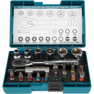 Makita B-54081 Schraubenzieher-Set - 21 Teile, Ratsche Makita B-54081 Schraubenzieher-Set - 21 Teile, Ratsche
