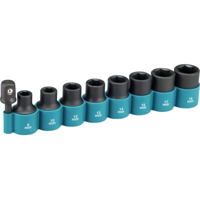 Makita B-54645 Set de 9 chei de impact - 1/2 inch cu adaptor Makita B-54645 Set de 9 chei de impact - 1/2 inch cu adaptor