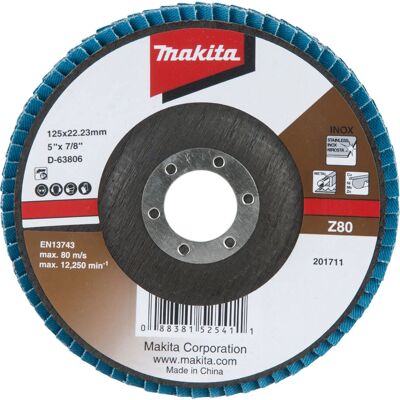 Makita D-63806 Winkelschleifer Zubehör - Zirkonium Aluminium - 125mm - Körnung 80 Makita D-63806 Winkelschleifer Zubehör - Zirkonium Aluminium - 125mm - Körnung 80