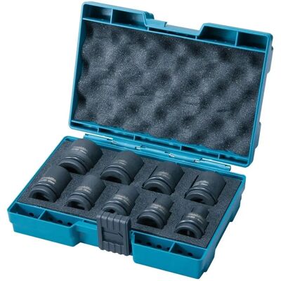 Set di 9 bussole per impatto Makita - 1/2" - Acciaio Cr-Mo Set di 9 bussole per impatto Makita - 1/2" - Acciaio Cr-Mo