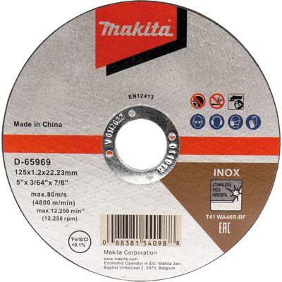 Makita D-65969 Winkelschleifer-Zubehör - Robuster 125 mm Stahltrennscheibe Makita D-65969 Winkelschleifer-Zubehör - Robuster 125 mm Stahltrennscheibe
