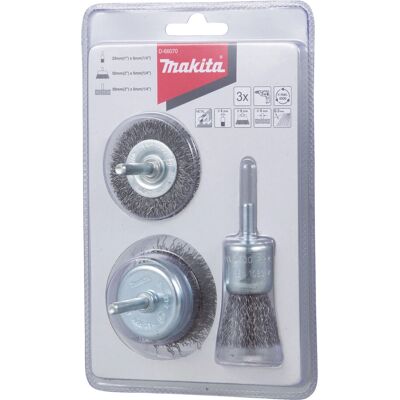 Accesorios para amoladora Makita D-66070 - Juego de 3 cepillos de alambre Accesorios para amoladora Makita D-66070 - Juego de 3 cepillos de alambre