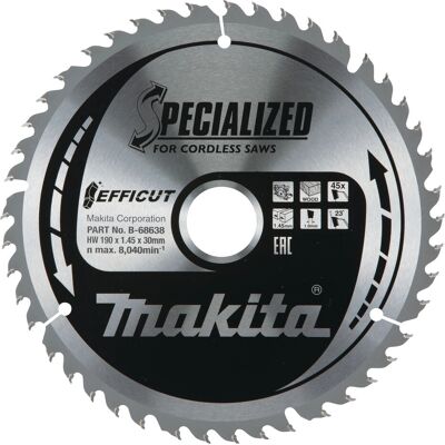 Makita B-68638 Circular Saw Blade - 190mm, 45 Teeth, Wood Makita B-68638 Circular Saw Blade - 190mm, 45 Teeth, Wood