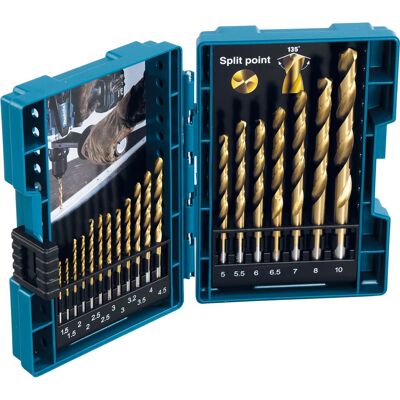 Makita D-67527 Bohrerset - 19 Metallbohrer, TiN-Beschichtet Makita D-67527 Bohrerset - 19 Metallbohrer, TiN-Beschichtet