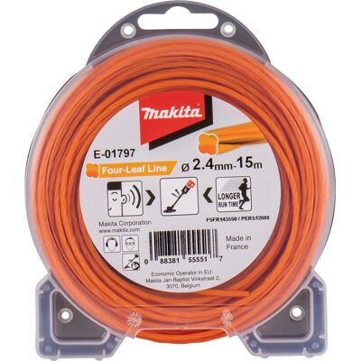 Makita E-01797 Nylonline - 15m, 2,4mm, Flerbladet design - Tilbehør til buskrydder Makita E-01797 Nylonline - 15m, 2,4mm, Flerbladet design - Tilbehør til buskrydder