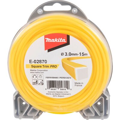 Accesoriu pentru motocoasă Makita E-02870 - Fir nylon de 3 mm, 15 m, Tăiere pătrată Accesoriu pentru motocoasă Makita E-02870 - Fir nylon de 3 mm, 15 m, Tăiere pătrată
