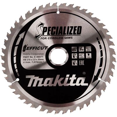 Makita E-06971 Kreissägeblatt - 216mm, 45Z, 2mm, Langlebig Makita E-06971 Kreissägeblatt - 216mm, 45Z, 2mm, Langlebig