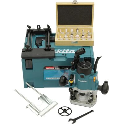 Set de fresadora Makita - 1100W - D-53556 - Juego de 12 cortadores en Makpac Set de fresadora Makita - 1100W - D-53556 - Juego de 12 cortadores en Makpac