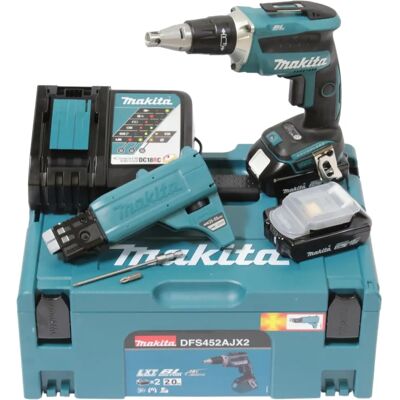 Makita DFS452AJX2 - Atornillador de paneles de yeso inalámbrico - 2 baterías - 18V Makita DFS452AJX2 - Atornillador de paneles de yeso inalámbrico - 2 baterías - 18V