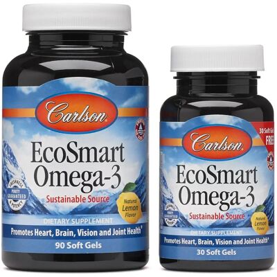 Carlson EcoSmart Omega-3 Limón Natural 1000 mg Cápsulas - Suplemento dietético Carlson EcoSmart Omega-3 Limón Natural 1000 mg Cápsulas - Suplemento dietético