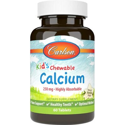 Carlson Kids Chewable Calcium 250mg Natural Vanilla - Chewable Calcium Tablets Carlson Kids Chewable Calcium 250mg Natural Vanilla - Chewable Calcium Tablets