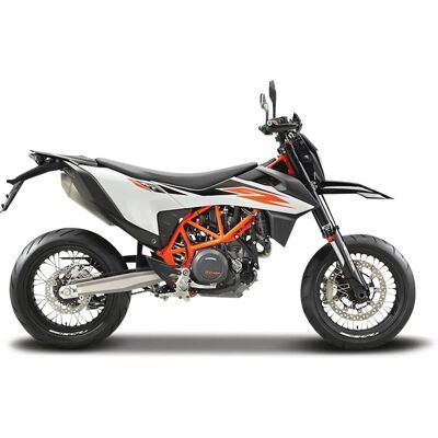 Modello di motocicletta in lamiera KTM 690 SMC R - Bianco/Arancione - Scala 1:18 Modello di motocicletta in lamiera KTM 690 SMC R - Bianco/Arancione - Scala 1:18