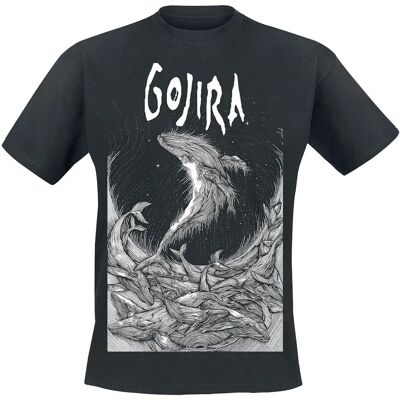 Gojira Woodblock Whales lyhythihainen T-paita - Unisex - Musta Gojira Woodblock Whales lyhythihainen T-paita - Unisex - Musta