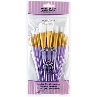 Royal & Langnickel RCC 307 Crafter's Choice Flacher Taklon-Pinsel-Set - Weiß Royal & Langnickel RCC 307 Crafter's Choice Flacher Taklon-Pinsel-Set - Weiß