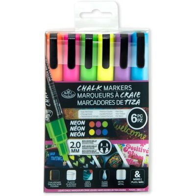 Marcatore Gesso Reversibile 2mm Royal & Langnickel Set Neon 6 pz Marcatore Gesso Reversibile 2mm Royal & Langnickel Set Neon 6 pz