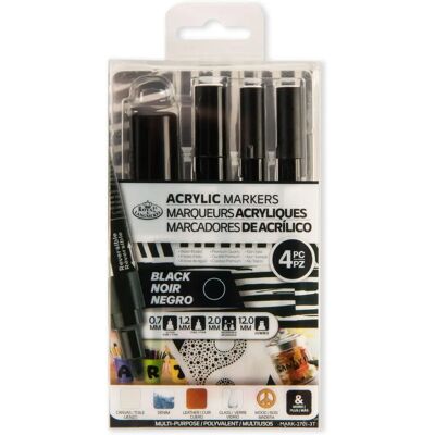 Marqueurs acryliques noirs à pointes variées Royal & Langnickel - Marqueurs - Publicité Marqueurs acryliques noirs à pointes variées Royal & Langnickel - Marqueurs - Publicité