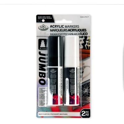 Royal & Langnickel 15mm Jumbo Acrylic Markers Black & White Set - Markers Royal & Langnickel 15mm Jumbo Acrylic Markers Black & White Set - Markers