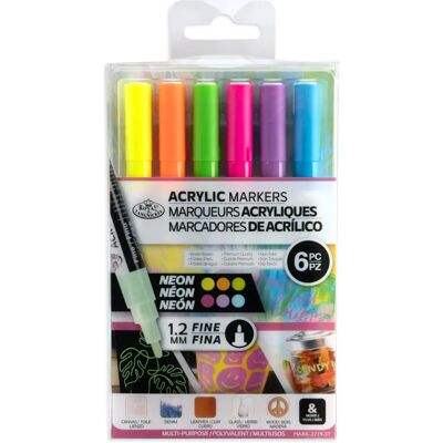 Marqueurs acryliques Royal & Langnickel Fine Tip 1.2mm Lot de 6 - Fournitures d'Art Marqueurs acryliques Royal & Langnickel Fine Tip 1.2mm Lot de 6 - Fournitures d'Art