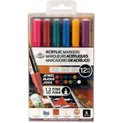 Marcatori acrilici punta fine Royal & Langnickel 1,2mm Set di 12 Colori gioiello Marcatori acrilici punta fine Royal & Langnickel 1,2mm Set di 12 Colori gioiello