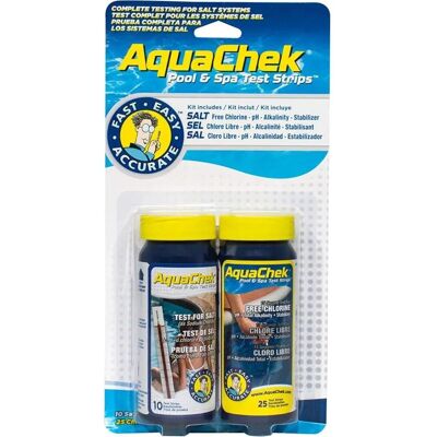 Tiges de test AquaChek - Kit pour piscines d'eau salée - Publicité Tiges de test AquaChek - Kit pour piscines d'eau salée - Publicité