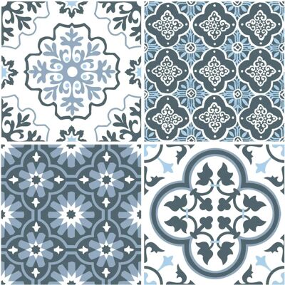 Floorpops Blue Grey White Moroccan Pattern 10 Tiles - Floor Tiles Floorpops Blue Grey White Moroccan Pattern 10 Tiles - Floor Tiles
