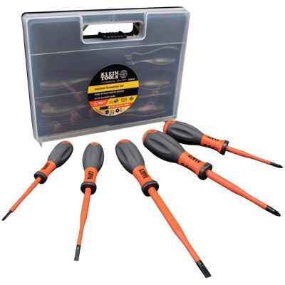 Klein Tools Insulated Screwdriver Set - 5-Piece, Ergonomic Handles - Screwdriver Set Klein Tools Insulated Screwdriver Set - 5-Piece, Ergonomic Handles - Screwdriver Set