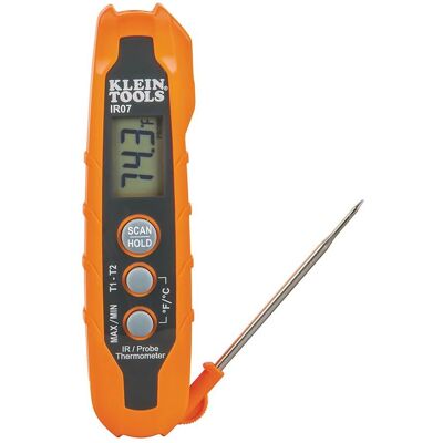 Klein Tools IR07 Thermomètre infrarouge et à sonde, taille poche, LCD numérique - Publicité Klein Tools IR07 Thermomètre infrarouge et à sonde, taille poche, LCD numérique - Publicité