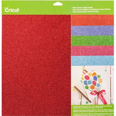 Cartulina con purpurina Cricut - Pack de 10 hojas en colores brillantes Cartulina con purpurina Cricut - Pack de 10 hojas en colores brillantes
