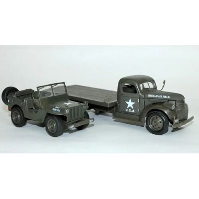 Chevrolet met Jeep Willys 1941 - Gietijzeren model - 1:32 Chevrolet met Jeep Willys 1941 - Gietijzeren model - 1:32