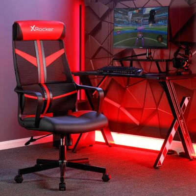 X Rocker 2023037 - Krzesło do grania na PC - Czarny i Czerwony X Rocker 2023037 - Krzesło do grania na PC - Czarny i Czerwony