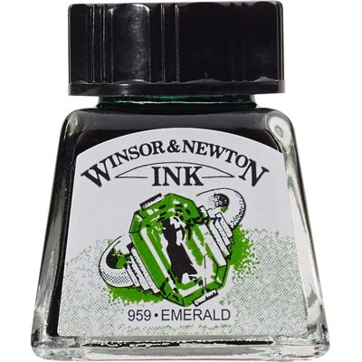 Encre de Dessin Émeraude Winsor & Newton - 14ml - Qualité artiste Encre de Dessin Émeraude Winsor & Newton - 14ml - Qualité artiste