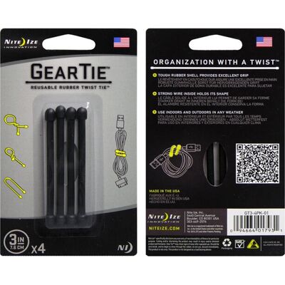 Nite Ize Gear Tie 76mm Återanvändbar kabelbindare - Svart - Produkttyp Nite Ize Gear Tie 76mm Återanvändbar kabelbindare - Svart - Produkttyp