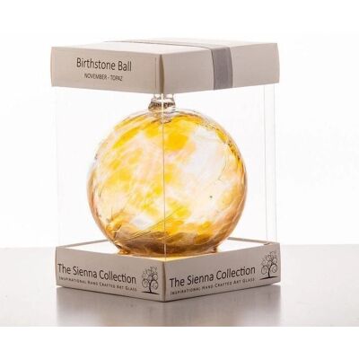 Sienna Glass November Topaz Birthstone Ball - Birthstone Gift Sienna Glass November Topaz Birthstone Ball - Birthstone Gift