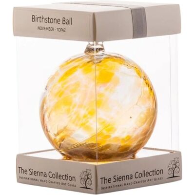 Sienna Glass November Topaz Birthstone Ball - Birthstone Gift Sienna Glass November Topaz Birthstone Ball - Birthstone Gift