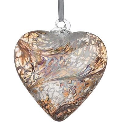 Sienna Glass 8cm Friendship Heart Pastel Gold - Decorative Heart Sienna Glass 8cm Friendship Heart Pastel Gold - Decorative Heart