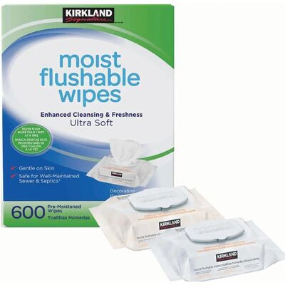 Kirkland Signature - Moist Flushable Wipes - 10 x 60 - Wipes Kirkland Signature - Moist Flushable Wipes - 10 x 60 - Wipes