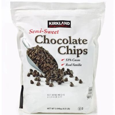 Kirkland Signature Semi-Sweet Chocolate Chips - 2.04Kg Re-Sealable Bag Kirkland Signature Semi-Sweet Chocolate Chips - 2.04Kg Re-Sealable Bag