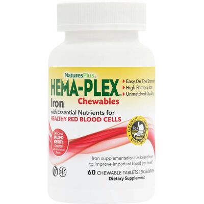 NaturesPlus Hema-Plex Chewable Tablets - Blood Health Supplement NaturesPlus Hema-Plex Chewable Tablets - Blood Health Supplement
