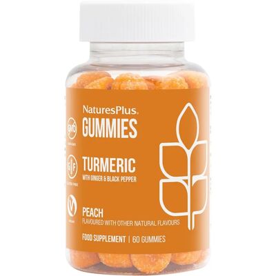 NaturesPlus Gumos Kurkuma - Ροδάκινο - Υποστήριξη αρθρώσεων και καρδιάς NaturesPlus Gumos Kurkuma - Ροδάκινο - Υποστήριξη αρθρώσεων και καρδιάς