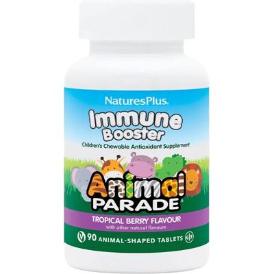 Nature's Plus Animal Parade Kids Immune Booster - Sabor a baya tropical, 90 tabletas Nature's Plus Animal Parade Kids Immune Booster - Sabor a baya tropical, 90 tabletas