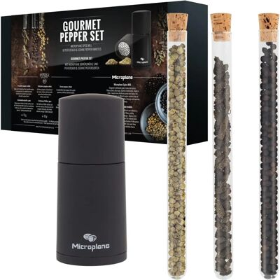 Microplane Gourmet-Pfeffer-Set, Pfeffermühle + Salzmühle, Schwarz Microplane Gourmet-Pfeffer-Set, Pfeffermühle + Salzmühle, Schwarz